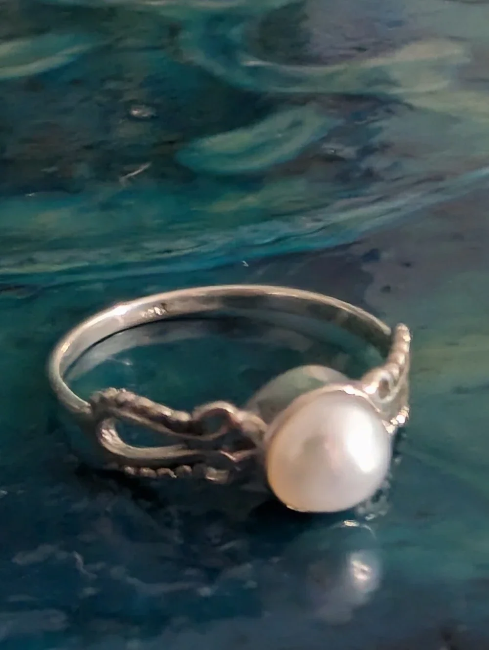 🆕 Sterling Silver Genuine Natural Pearl Ring Size 11.5